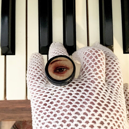 Museum-Inspired Sustainable Rings Lover’s eye, wooden ring. Botticelli art image ring. Eccentric gift. Obljewellery