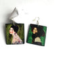 Gustav Klimt, Portrait of a Lady green art earrings with a portrait of yang lady lovers of Klimt, Sustainable artsy gift earrings by Obljewellery