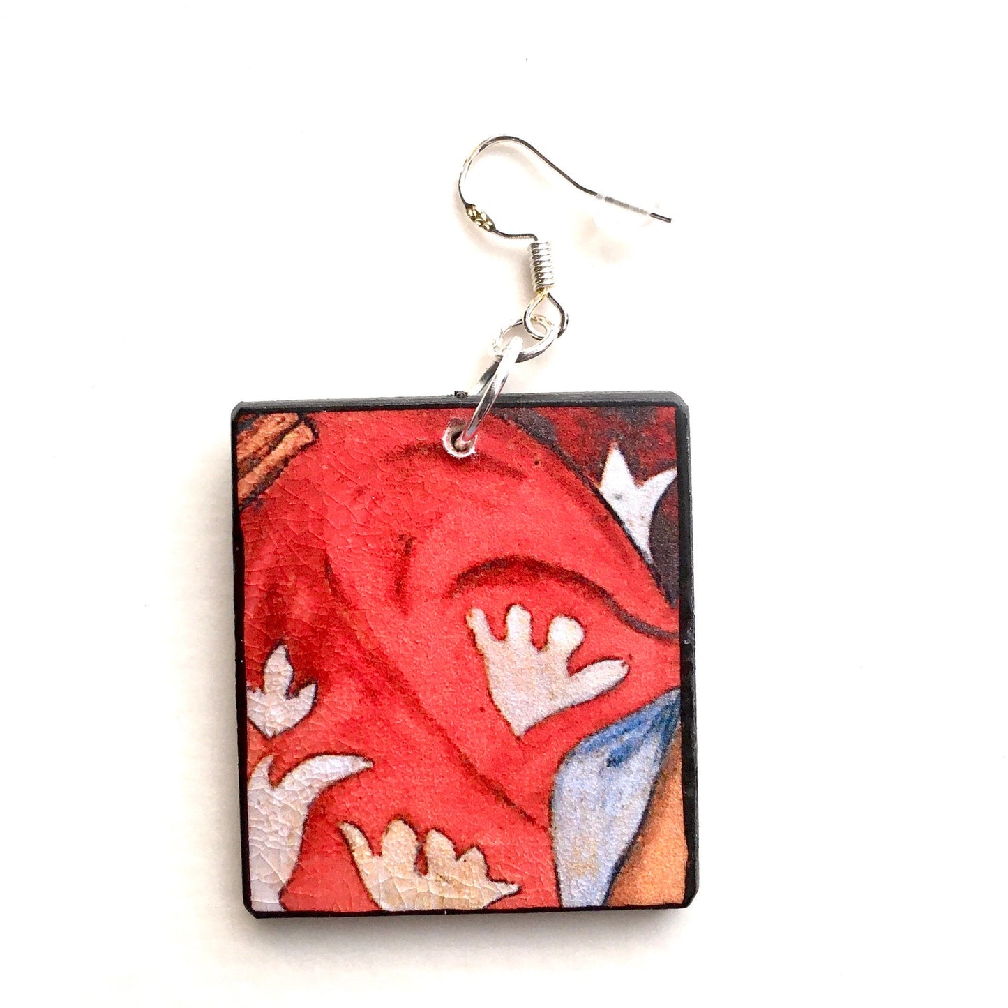 Museum-Inspired Sustainable Earrings Paul Gauguin earrings. White flowers, fine art gift . Mismatched earrings Obljewellery