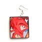 Paul Gauguin earrings. White flowers, fine art gift . Mismatched earrings