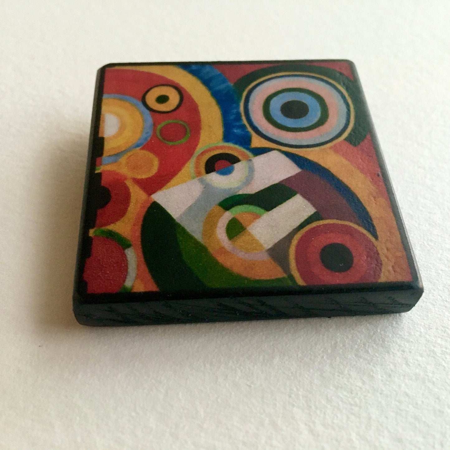 Geometric wooden art brooch. Art gift for him/her. Robert Delaunay.