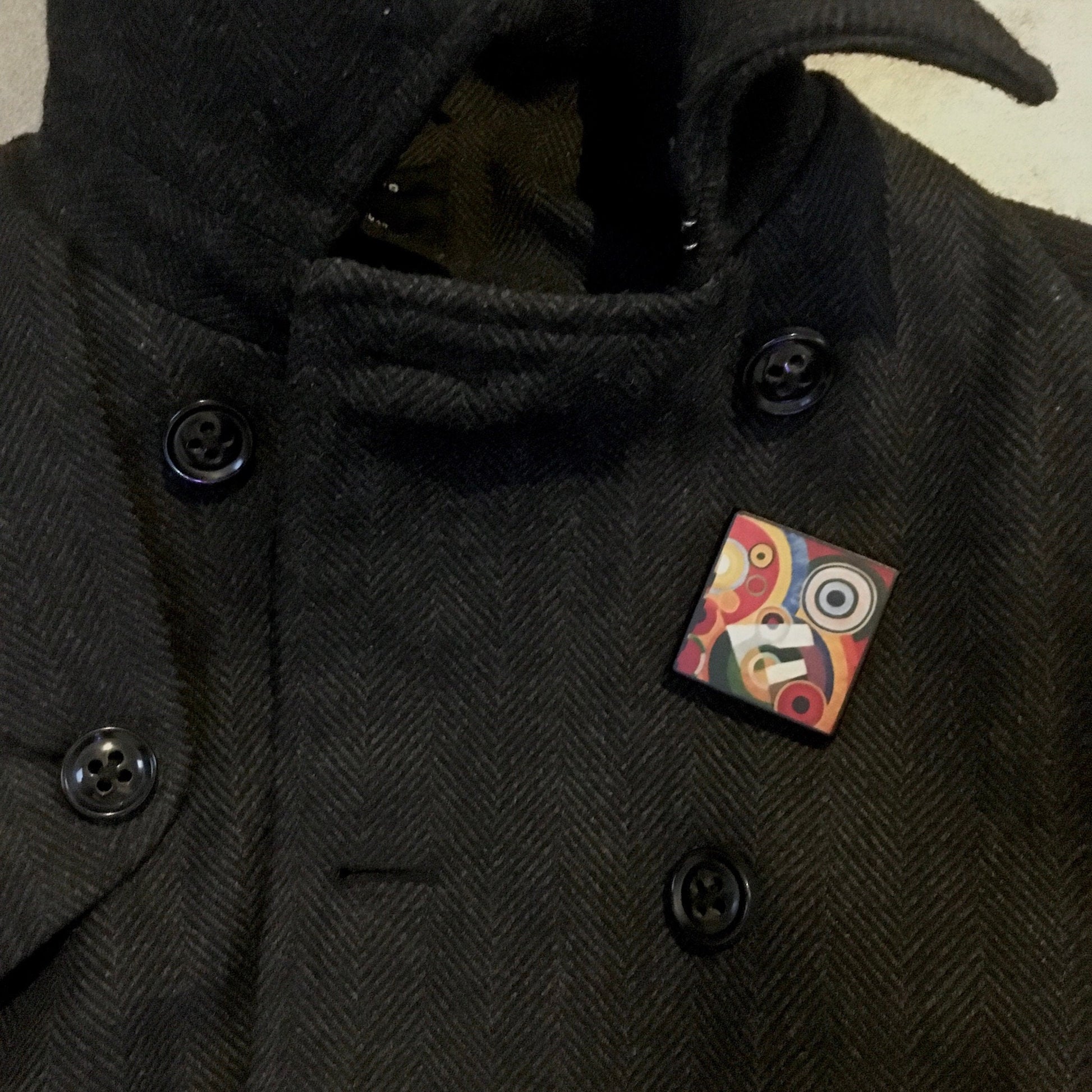 Museum-Inspired Sustainable Brooches Geometric wooden art brooch. Art gift for him/her. Robert Delaunay. Obljewellery