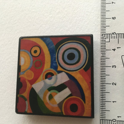 Museum-Inspired Sustainable Brooches Geometric wooden art brooch. Art gift for him/her. Robert Delaunay. Obljewellery