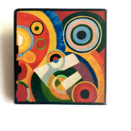 Geometric wooden art brooch. Art gift for him/her. Robert Delaunay.