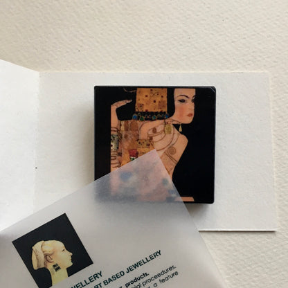 Museum-Inspired Sustainable Brooches Klimt art booch Obljewellery
