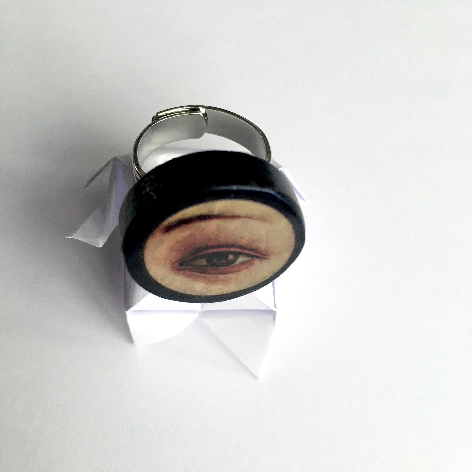 Museum-Inspired Sustainable Rings Lover’s eye, wooden ring. Botticelli art image ring. Eccentric gift. Obljewellery
