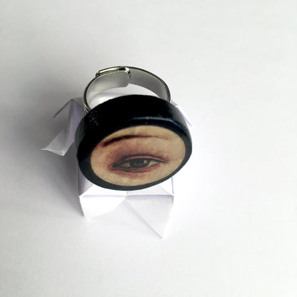 Museum-Inspired Sustainable Rings Lover’s eye, wooden ring. Botticelli art image ring. Eccentric gift. Obljewellery