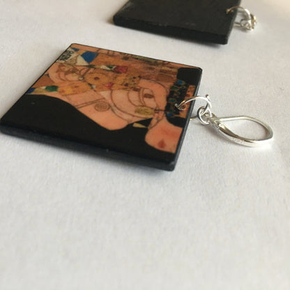 Museum-Inspired Sustainable Earrings Gustav Klimt art earrings, aesthetic earrings. Mother day gift Obljewellery