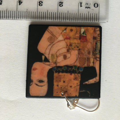 Museum-Inspired Sustainable Earrings Gustav Klimt art earrings, aesthetic earrings. Mother day gift Obljewellery