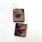 Mismatched earrings with the lips and rhe eye of Venere, detail of art paintig by Sandro Botticelli, Obljewellery inspired by Renaissance art for this cool, aesthetic art gift 