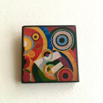 Museum-Inspired Sustainable Brooches Geometric wooden art brooch. Art gift for him/her. Robert Delaunay. Obljewellery