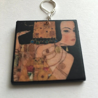 Museum-Inspired Sustainable Earrings Gustav Klimt art earrings, aesthetic earrings. Mother day gift Obljewellery