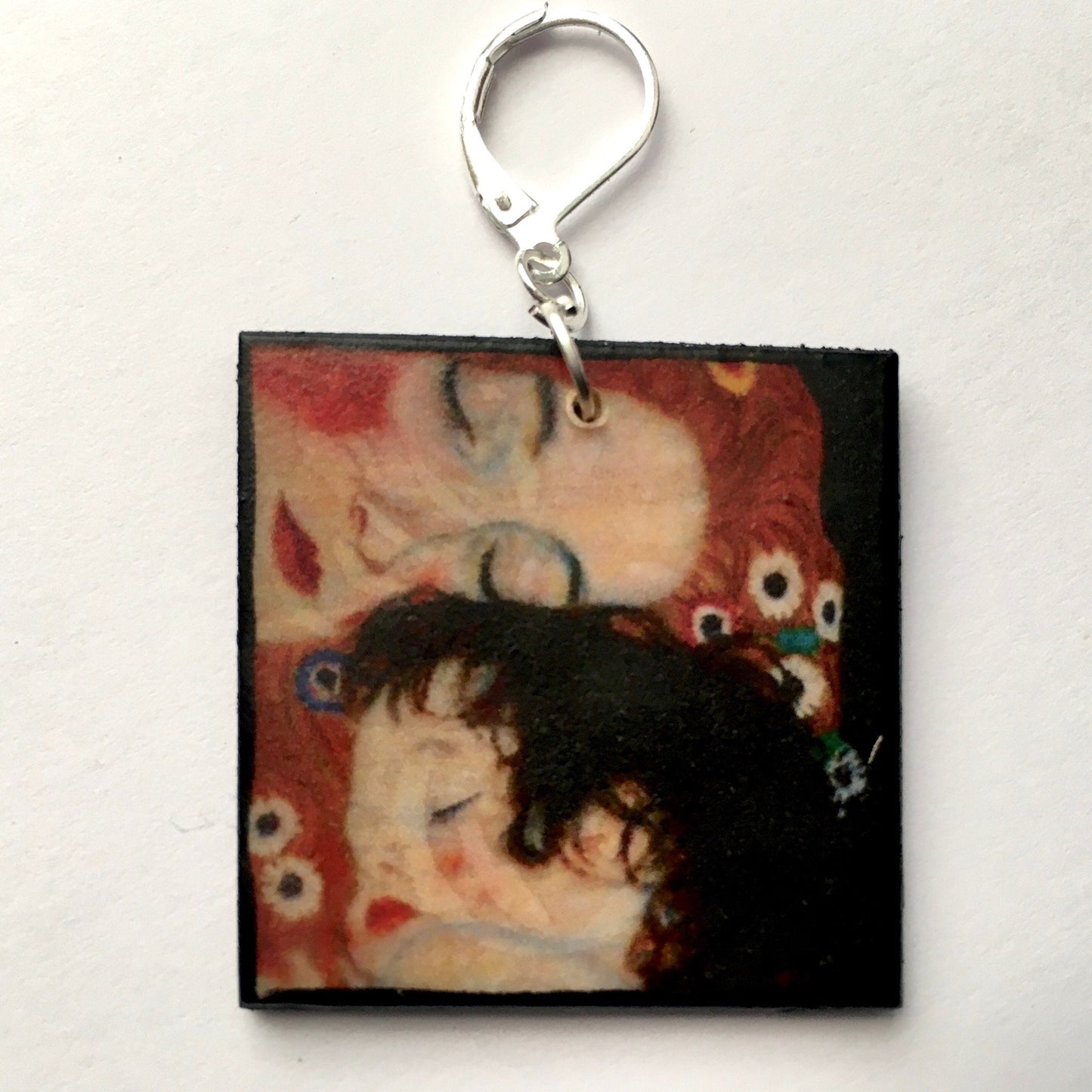 Gustav Klimt mismatched earrings,  Mother day gift.