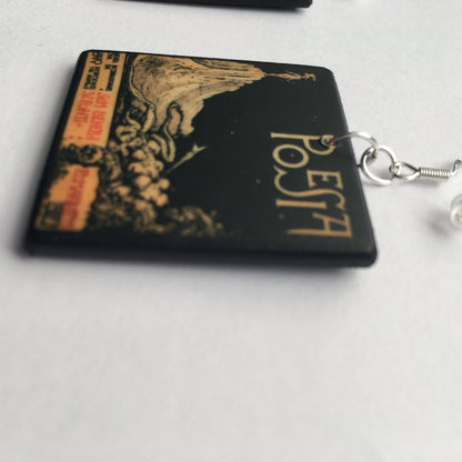 Museum-Inspired Sustainable Earrings Poem book mismatched earrings. Italian Marinetti art cover. Obljewellery