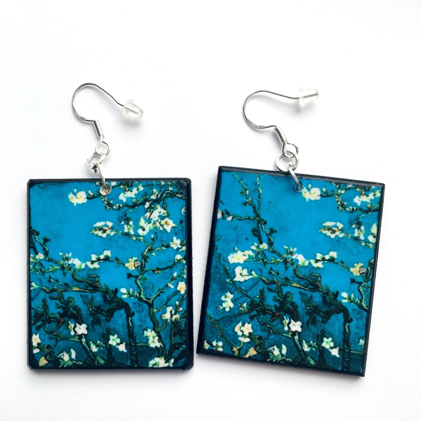 Museum-Inspired Sustainable Earrings Van Gogh mismatched wooden art earrings . Obljewellery