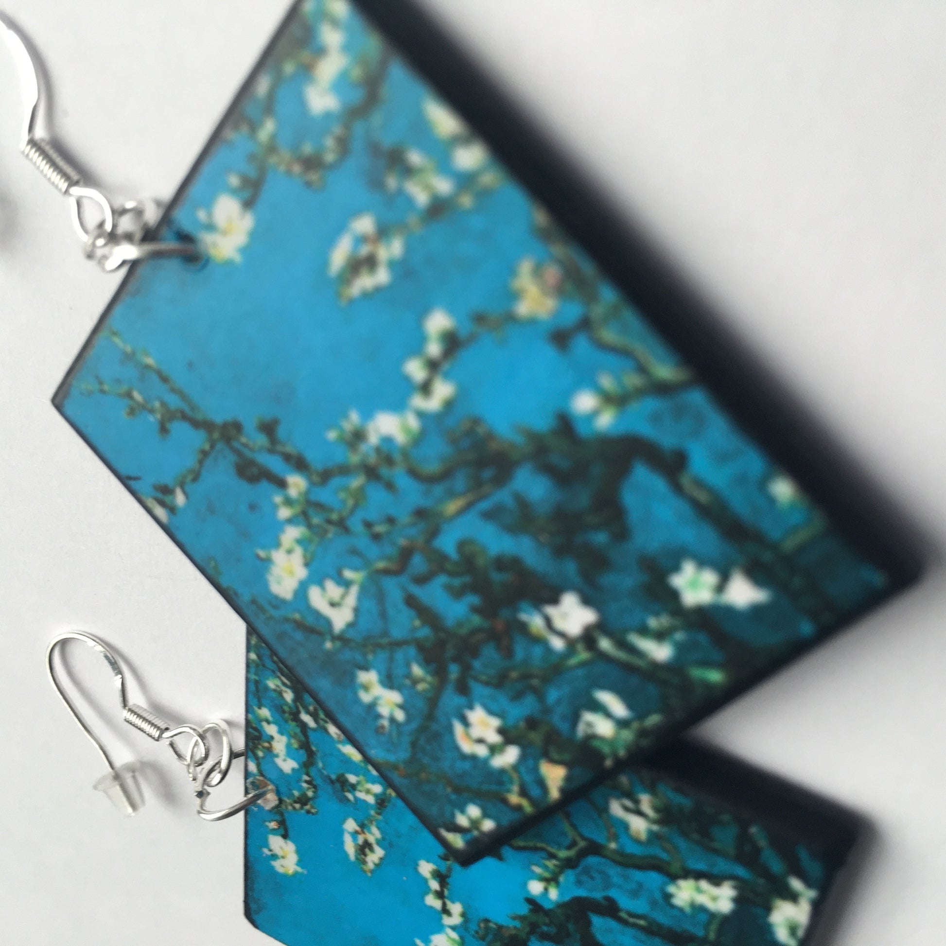 Museum-Inspired Sustainable Earrings Van Gogh mismatched wooden art earrings . Obljewellery