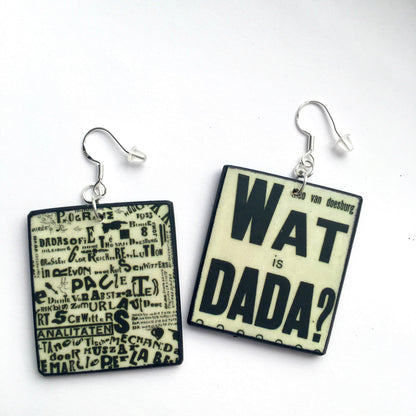 Museum-Inspired Sustainable Earrings Wat is dada? Theo Van Doesburg inspired earrings Obljewellery