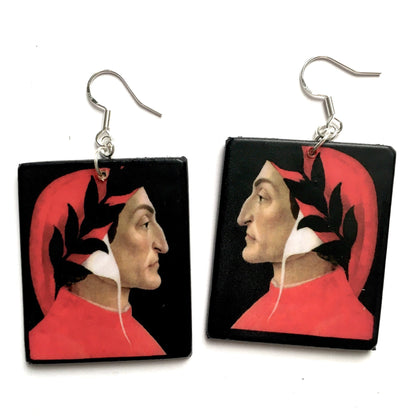 Museum-Inspired Sustainable Earrings Botticelli artsy earrings. Dante Alighieri. Obljewellery