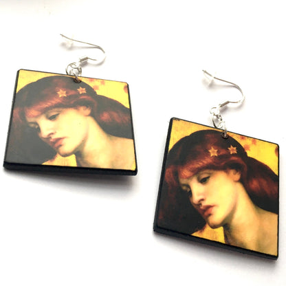 Museum-Inspired Sustainable Earrings Wearable art earrings, sustainable wood and sterling silver hooks. Long distance gift. Mother birthday gift. Obljewellery