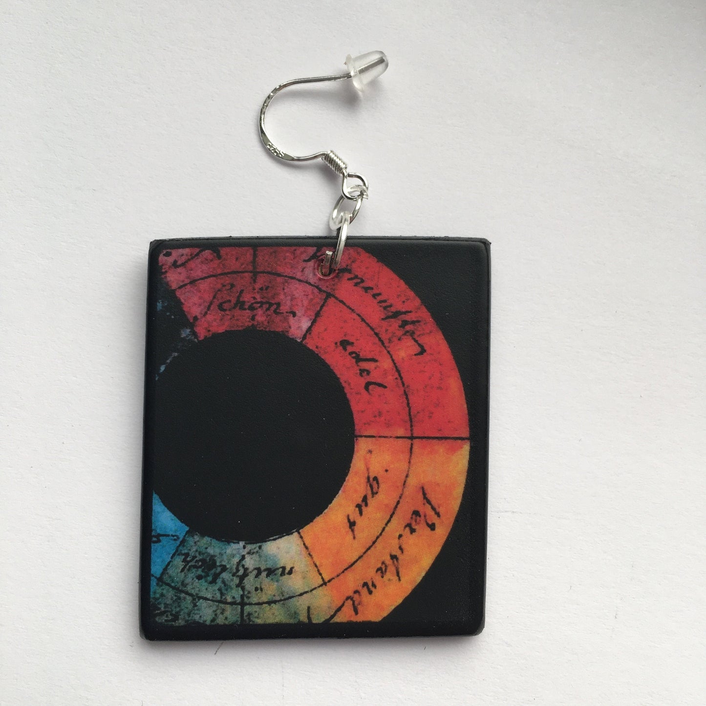 Museum-Inspired Sustainable Earrings Goethe, inspired color wheel art earrings Obljewellery