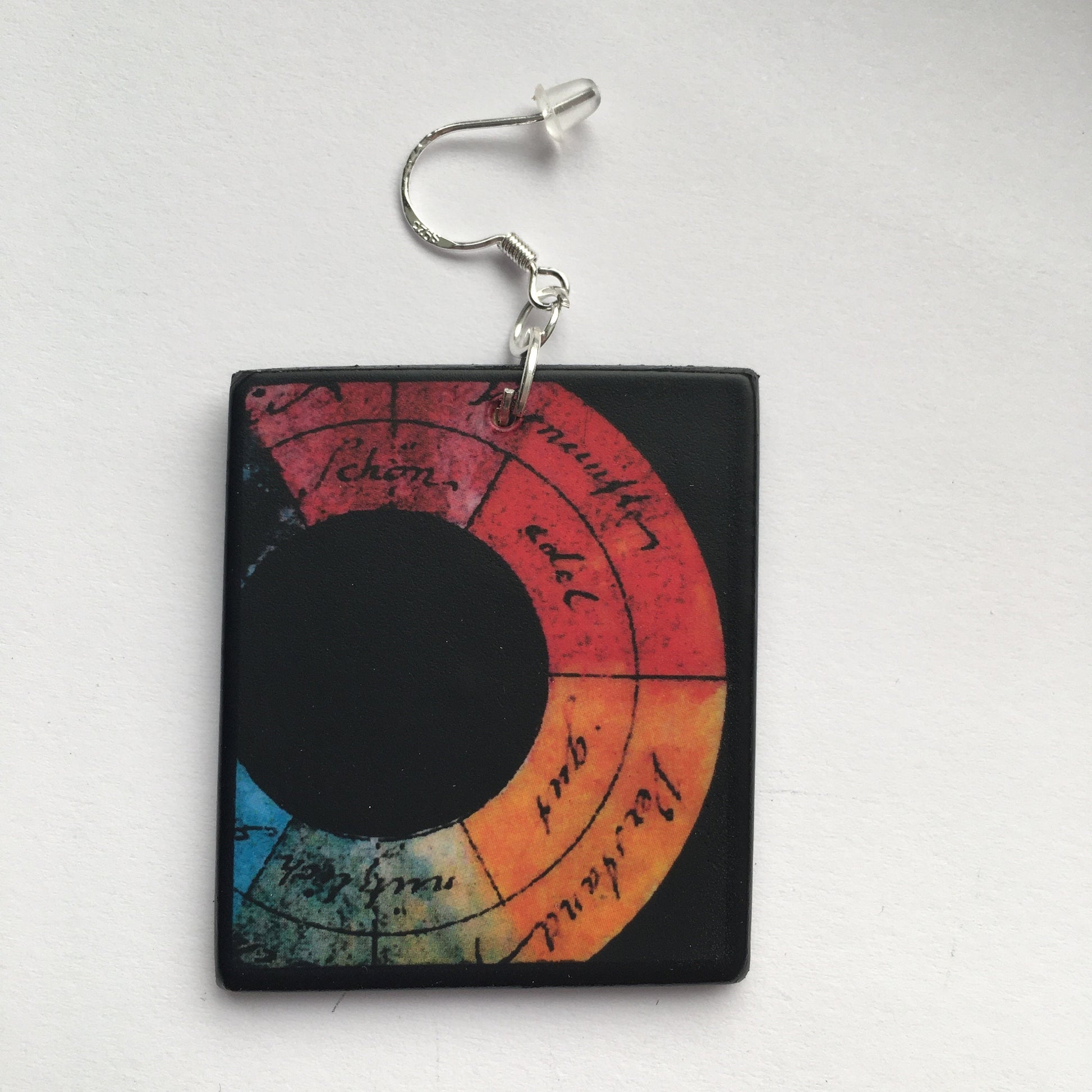 Museum-Inspired Sustainable Earrings Goethe, inspired color wheel art earrings Obljewellery