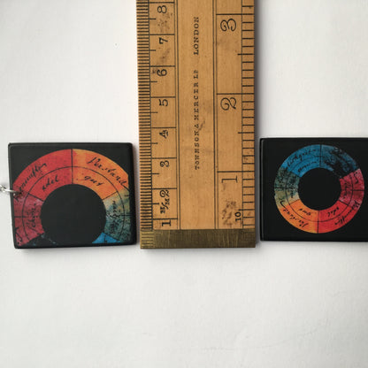 Museum-Inspired Sustainable Earrings Goethe, inspired color wheel art earrings Obljewellery