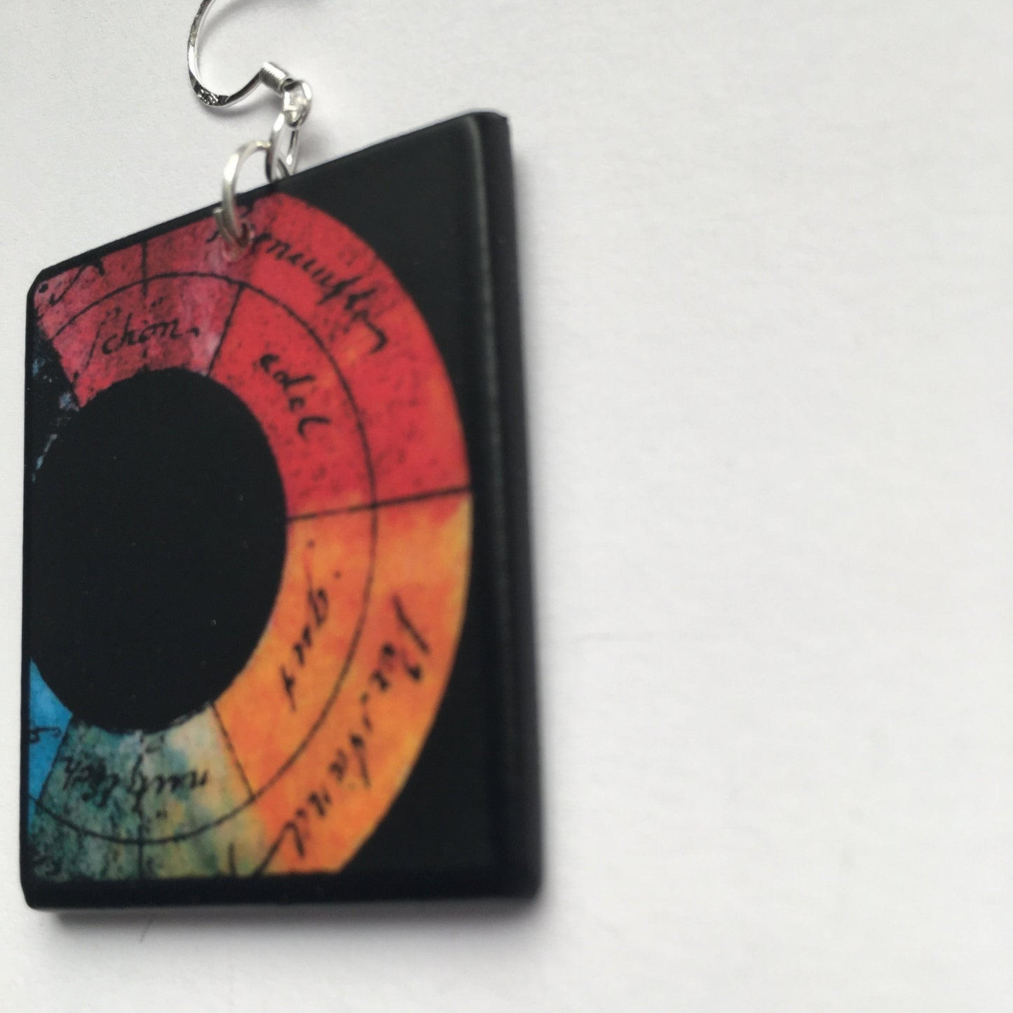 Museum-Inspired Sustainable Earrings Goethe, inspired color wheel art earrings Obljewellery