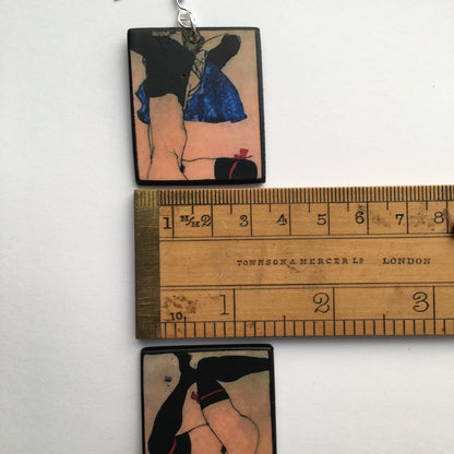 Museum-Inspired Sustainable Earrings Egon Schiele, sustainable art earrings gift for her. Obljewellery