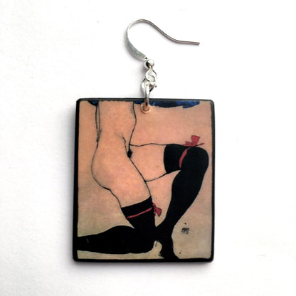 Museum-Inspired Sustainable Earrings Egon Schiele, sustainable art earrings gift for her. Obljewellery
