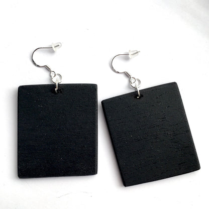 Museum-Inspired Sustainable Earrings Klimt Beethoven Frieze Art Earrings. Sustainable wood and sterling silver. Obljewellery