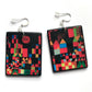 Paul Klee, geometric, coloured, wooden  art earrings. Birthday gift for her.