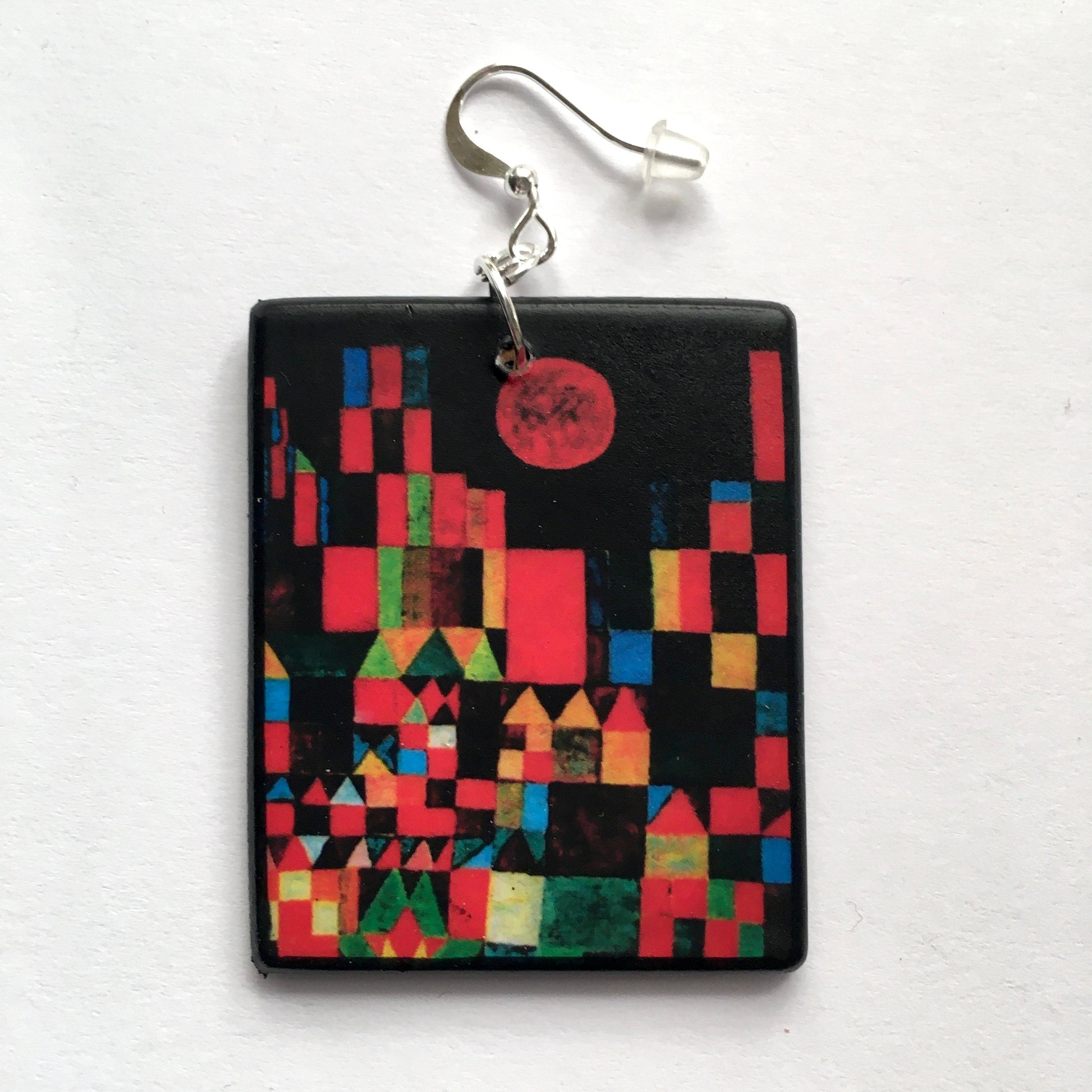 Museum-Inspired Sustainable Earrings Paul Klee, geometric, coloured, wooden art earrings. Birthday gift for her. Obljewellery