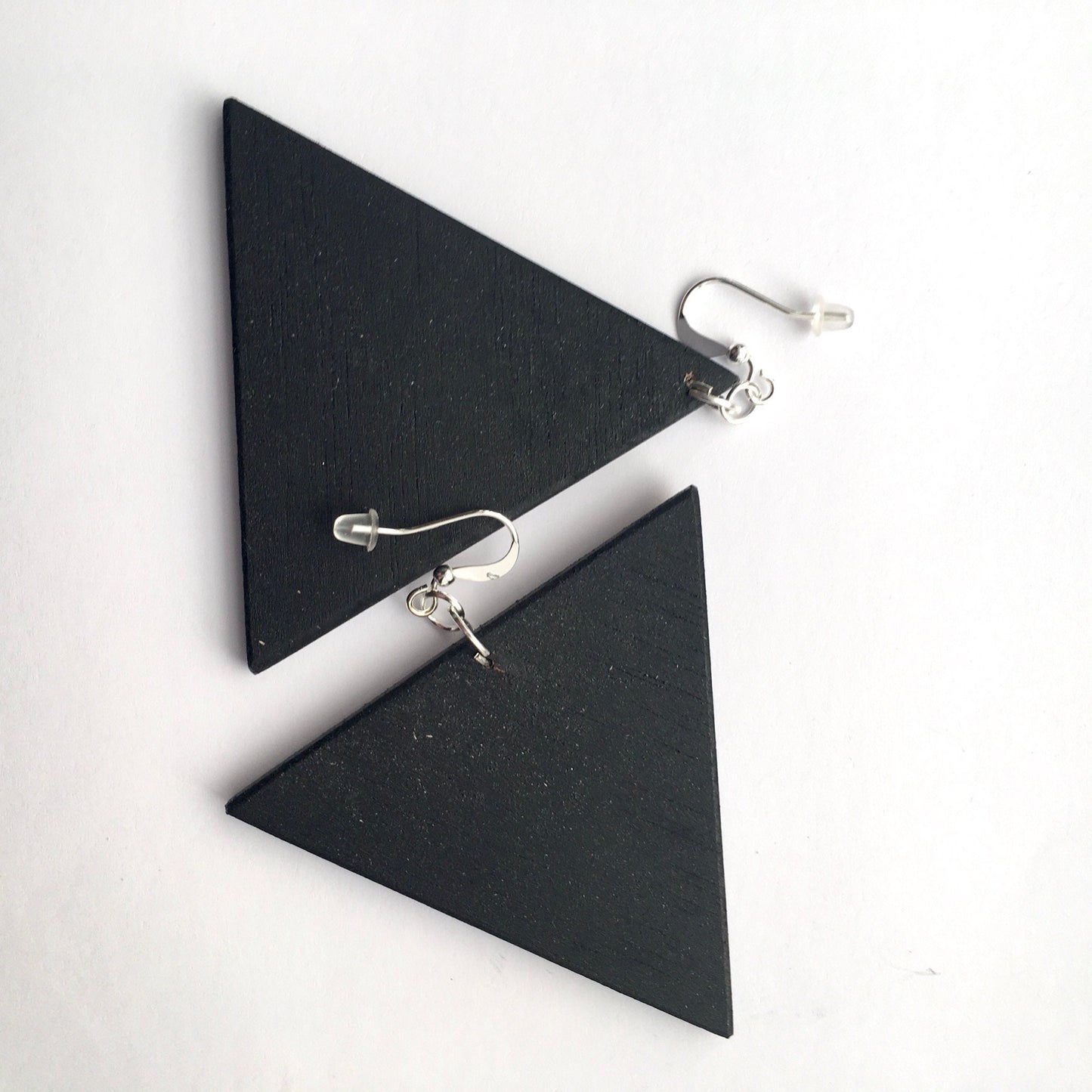 Museum-Inspired Sustainable Earrings Van Gogh Irises Triangle Earrings. Sustainable wood and sterling silver. Obljewellery