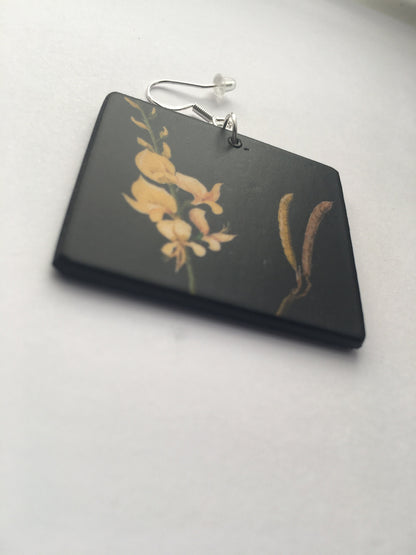 Museum-Inspired Sustainable Earrings Mary Delany, asymmetrical, art earrings. Obljewellery