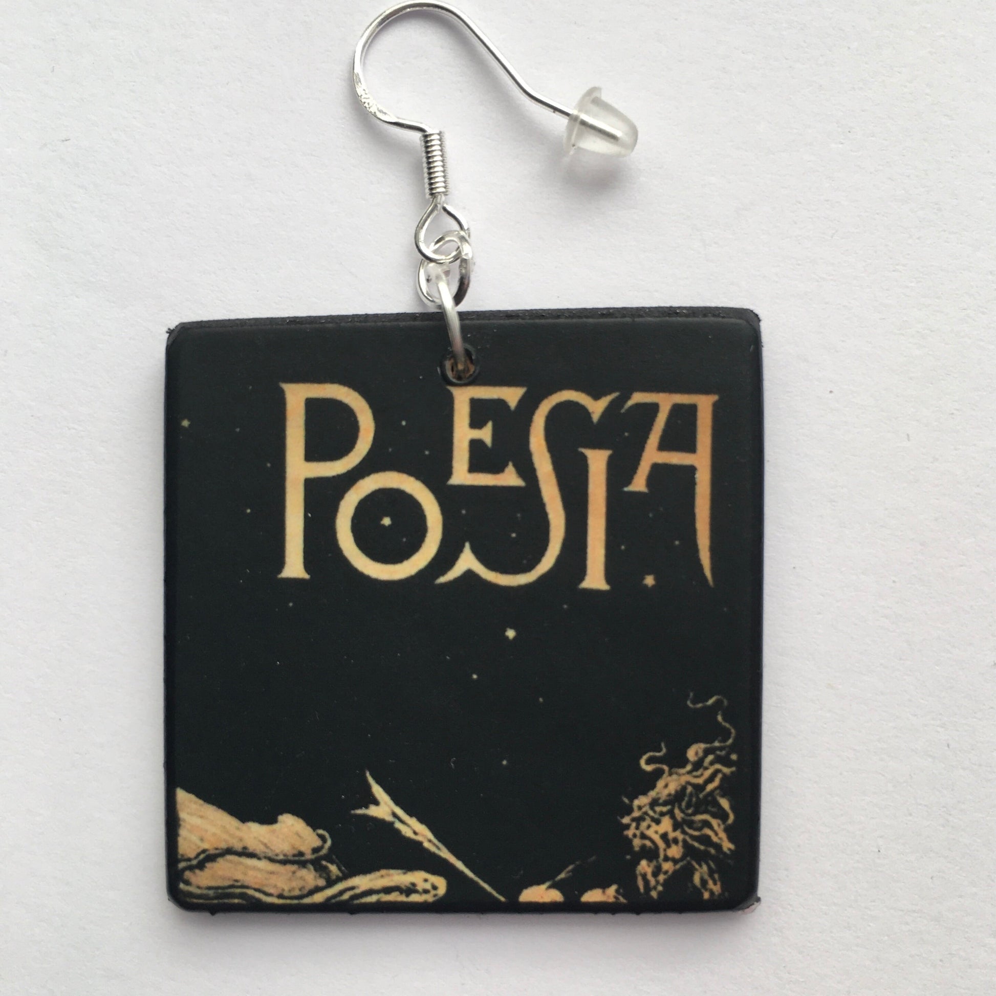 Museum-Inspired Sustainable Earrings Poem book mismatched earrings. Italian Marinetti art cover. Obljewellery