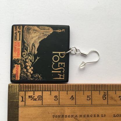 Museum-Inspired Sustainable Earrings Poem book mismatched earrings. Italian Marinetti art cover. Obljewellery