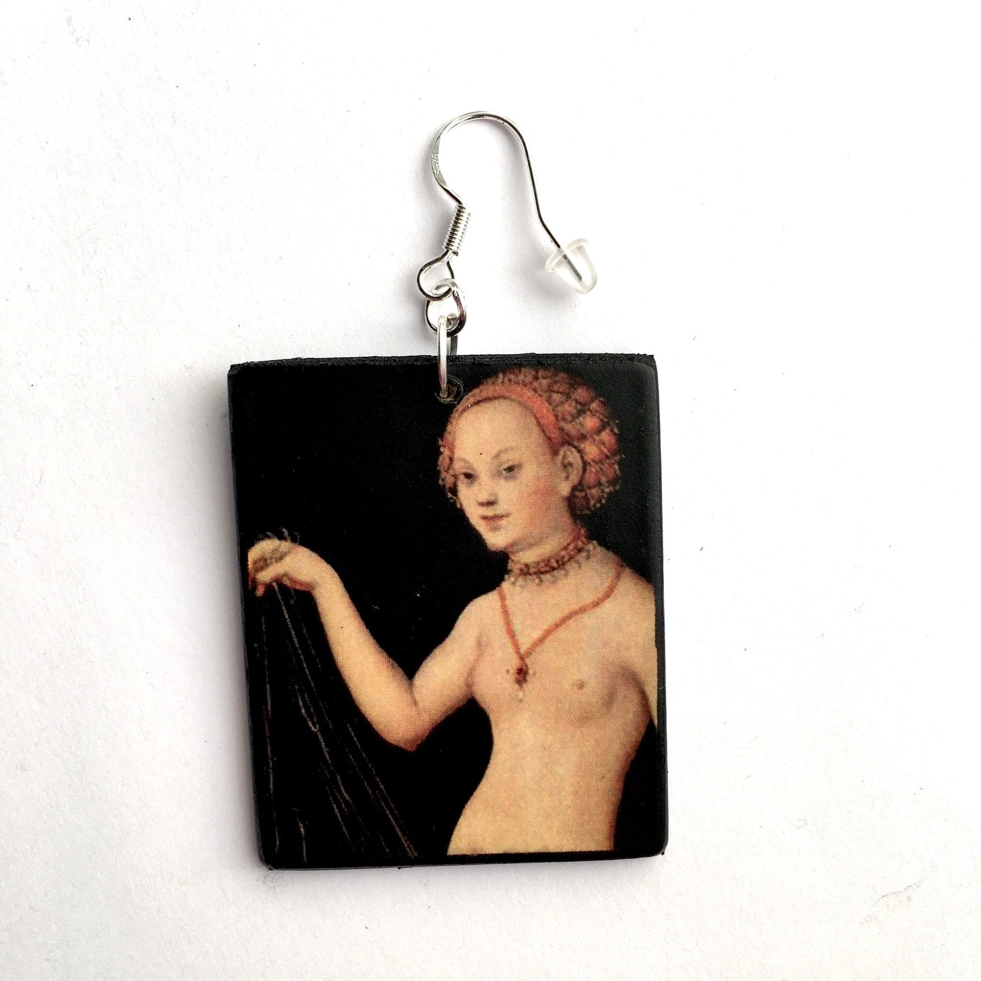 Museum-Inspired Sustainable Earrings Sensual art earrings. Venus by Cranach. Obljewellery