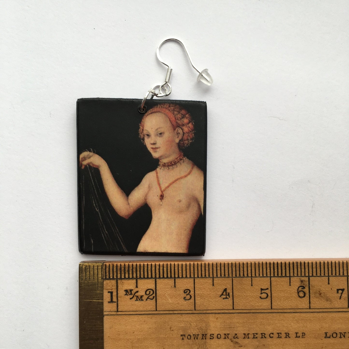 Sensual art earrings. Venus by Cranach.