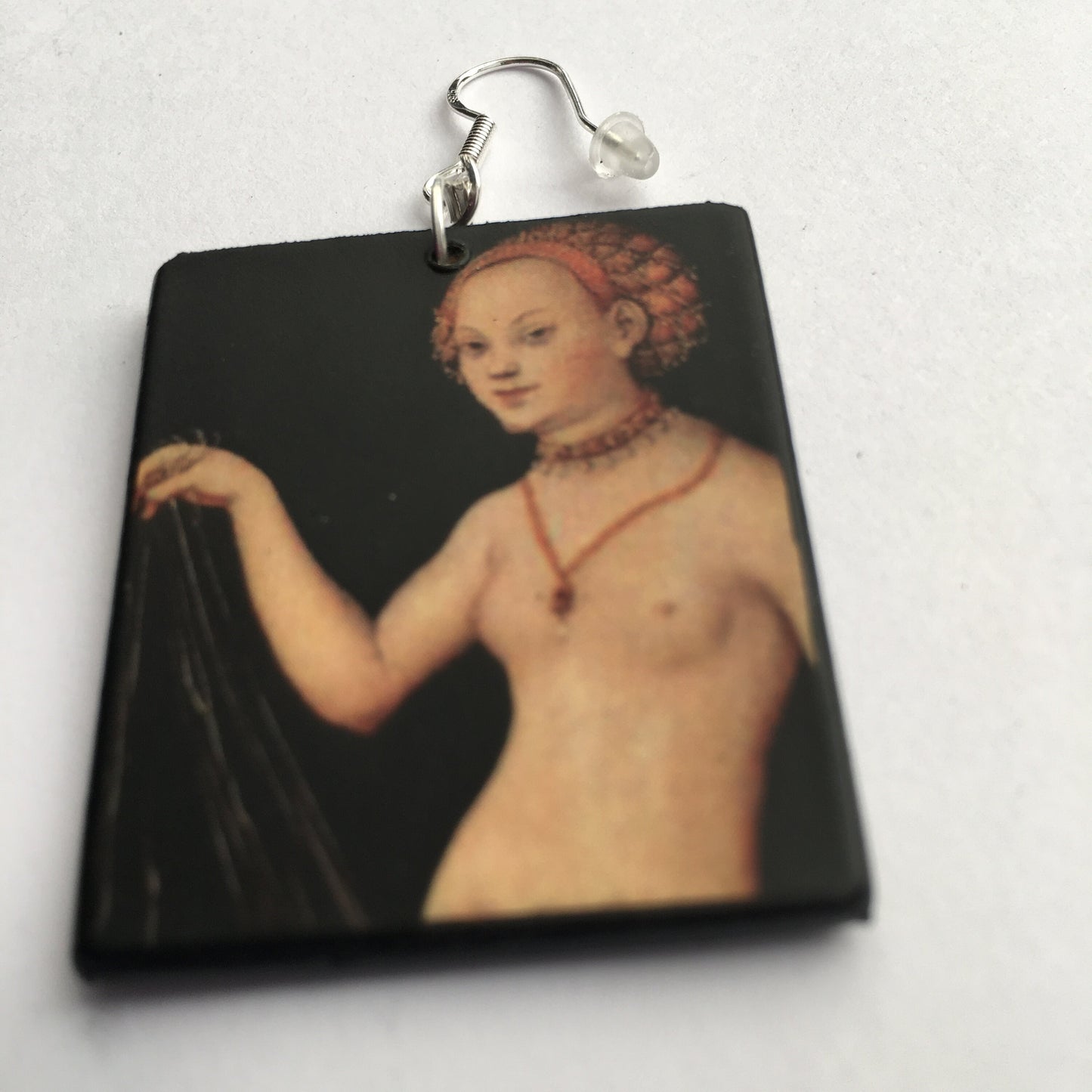 Sensual art earrings. Venus by Cranach.