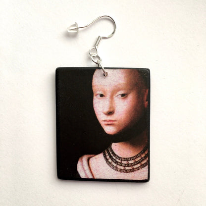 Museum-Inspired Sustainable Earrings Petrus Christus, Renaissance art, inspired earrings. Obljewellery
