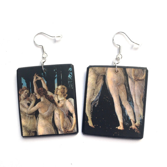 Museum-Inspired Sustainable Earrings Botticelli, famous painting "The Spring", art earrings Obljewellery