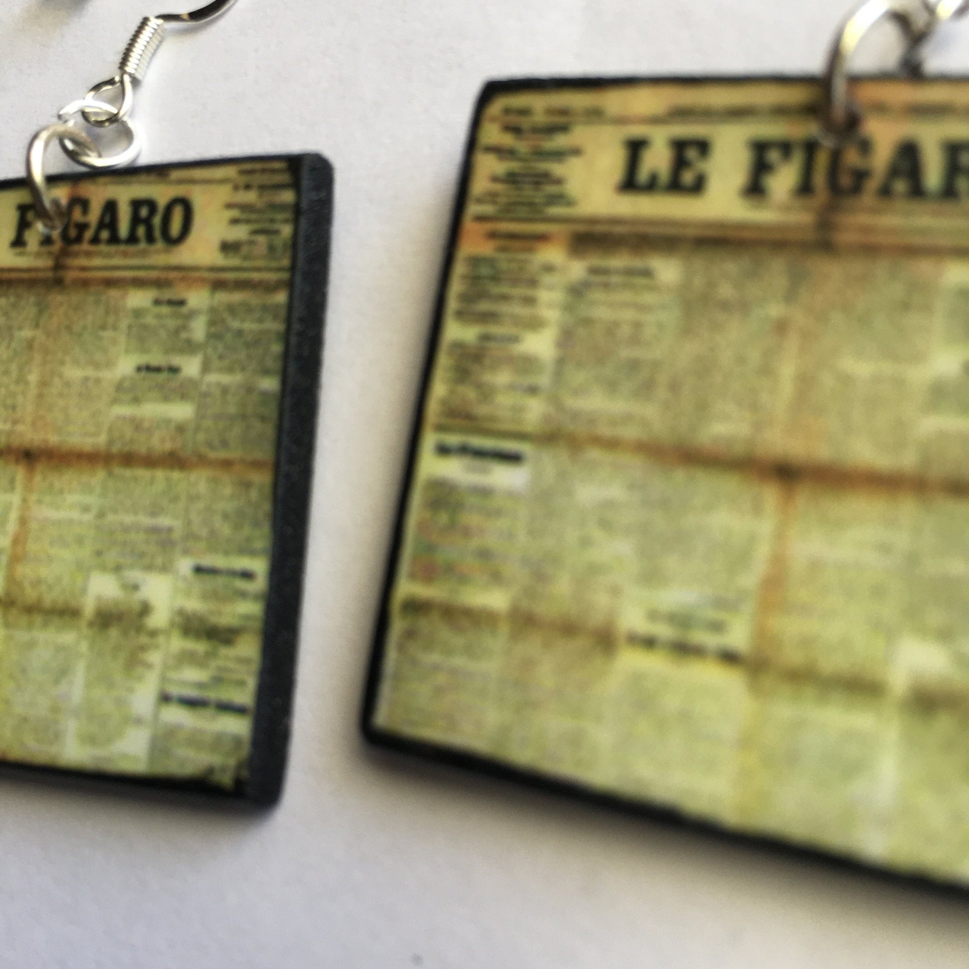 Museum-Inspired Sustainable Earrings Funky, wooden and sterling silver hooks earrings. Le figaro aesthetic earrings. Obljewellery
