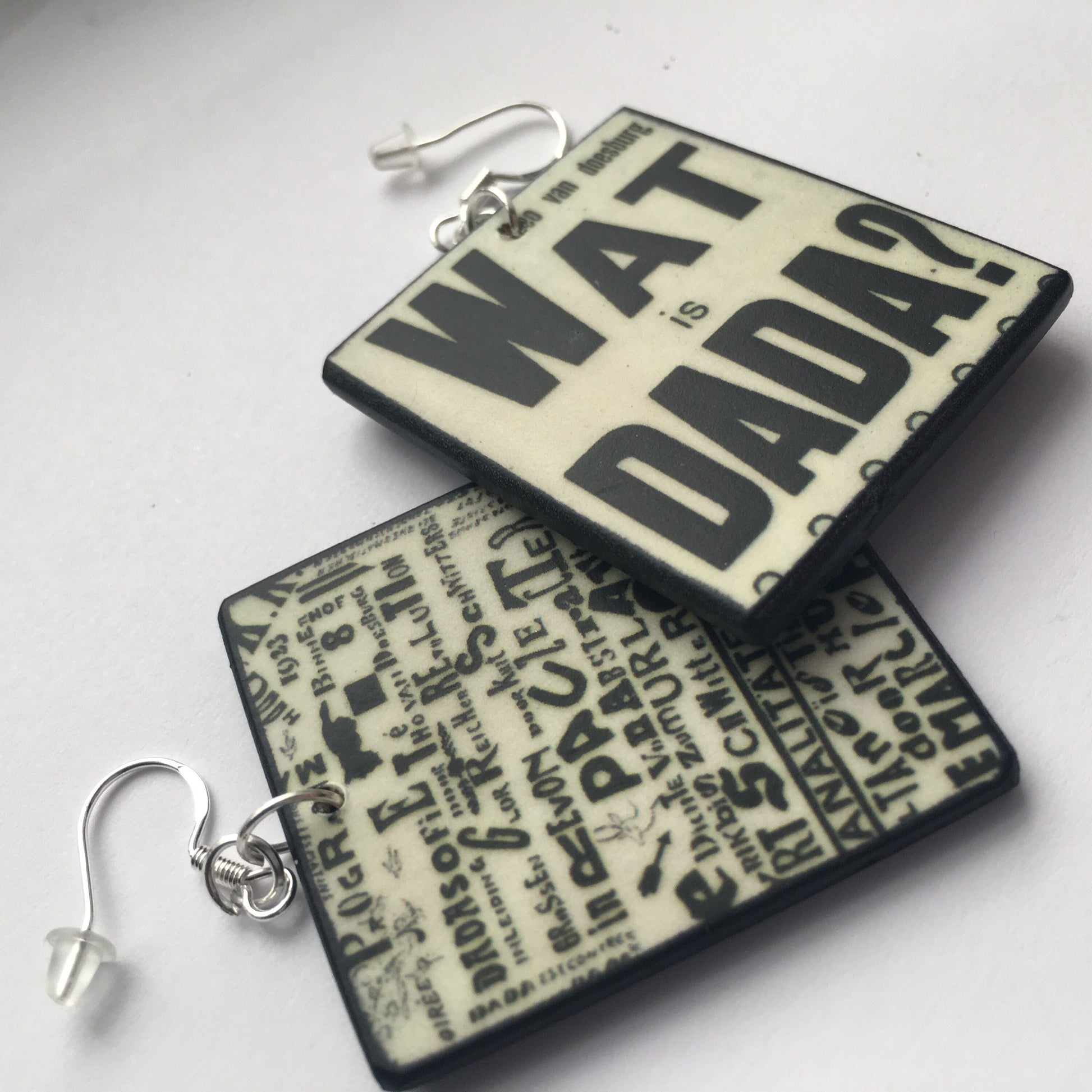 Museum-Inspired Sustainable Earrings Wat is dada? Theo Van Doesburg inspired earrings Obljewellery