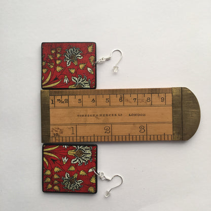 Museum-Inspired Sustainable Earrings Wooden, geometric flower, art earrings. Gift for mom. Obljewellery