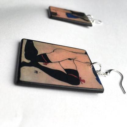 Museum-Inspired Sustainable Earrings Egon Schiele, sustainable art earrings gift for her. Obljewellery