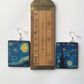 Vincent van Gogh, Starry Night, sustainable fashion, wood and sterling silver, art earrings,