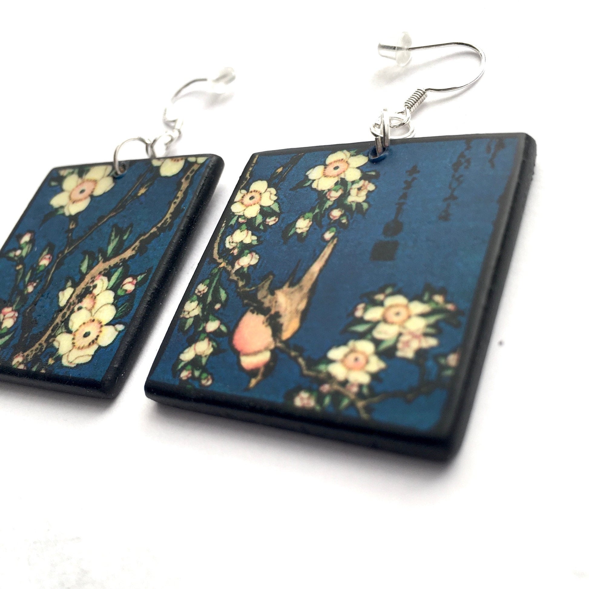 Museum-Inspired Sustainable Earrings Floral earrings, sustainable jewellery, art earrings, birthday gift. Obljewellery