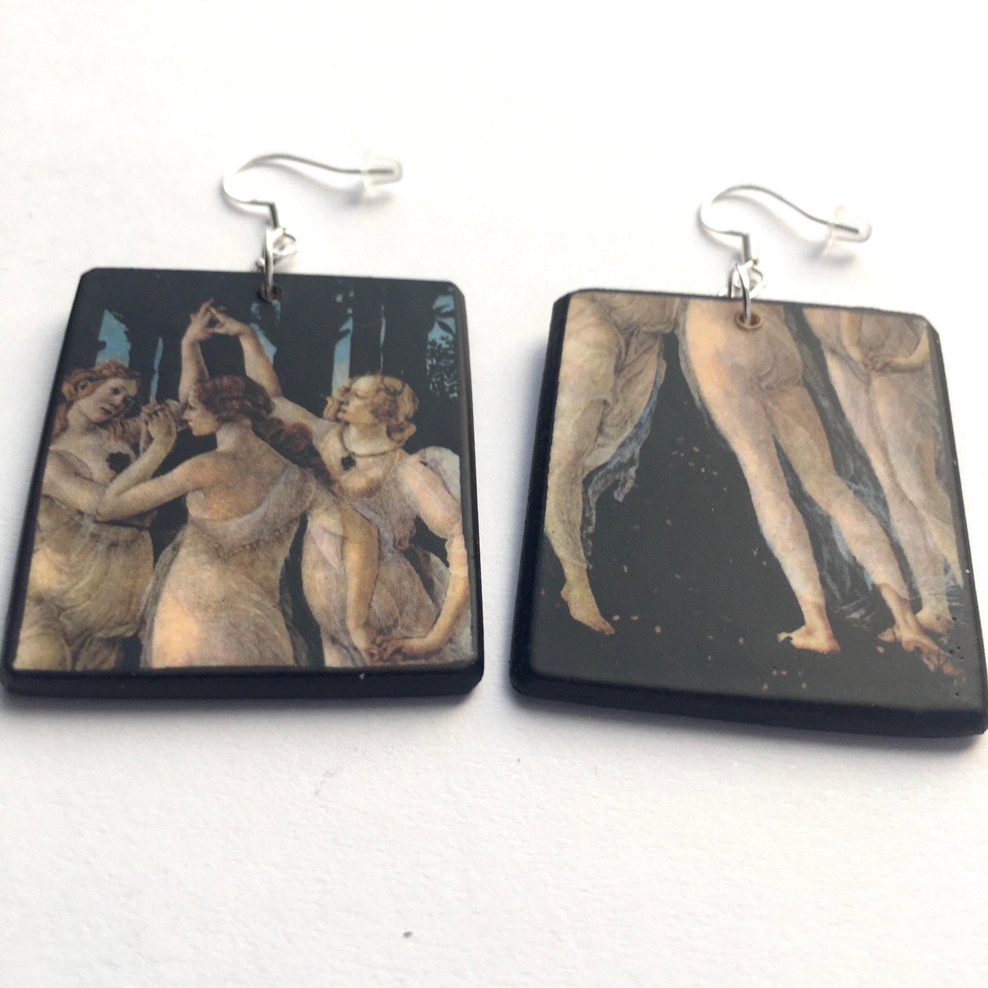 Museum-Inspired Sustainable Earrings Botticelli, famous painting "The Spring", art earrings Obljewellery