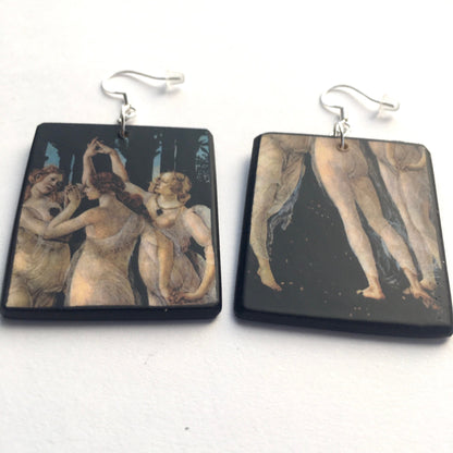 Museum-Inspired Sustainable Earrings Botticelli, famous painting "The Spring", art earrings Obljewellery
