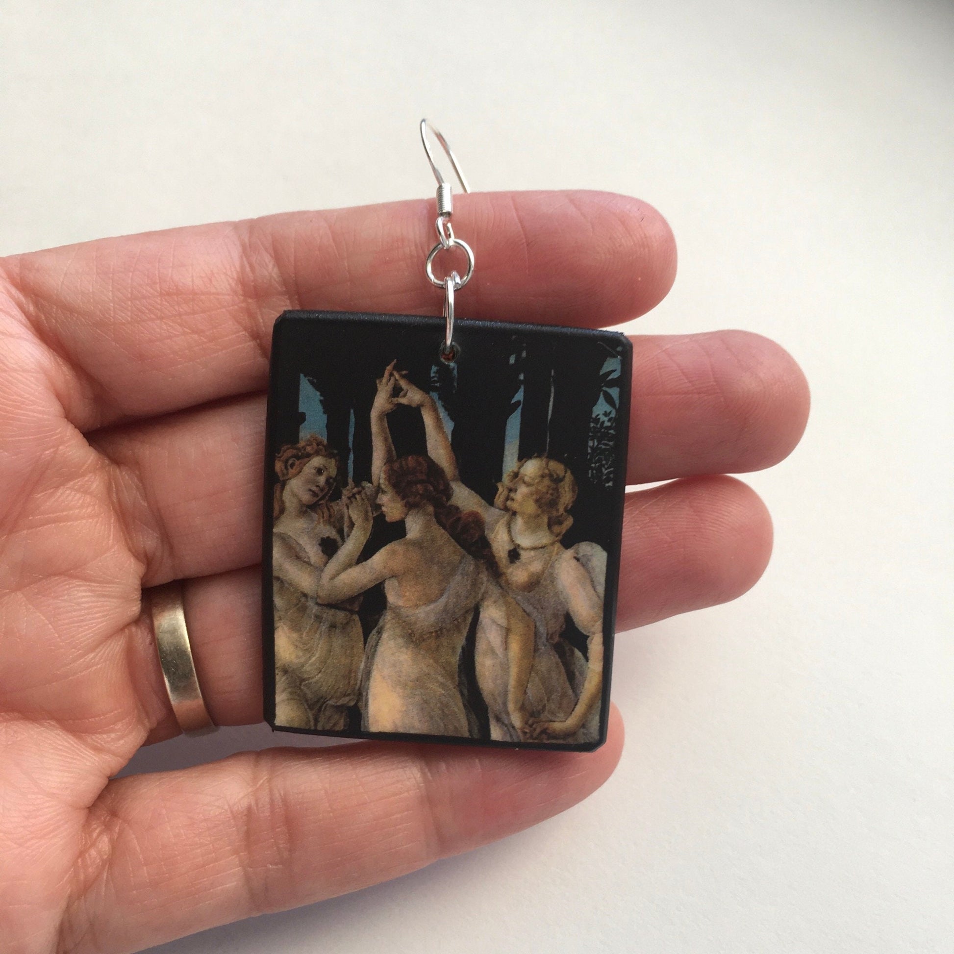 Museum-Inspired Sustainable Earrings Botticelli, famous painting "The Spring", art earrings Obljewellery